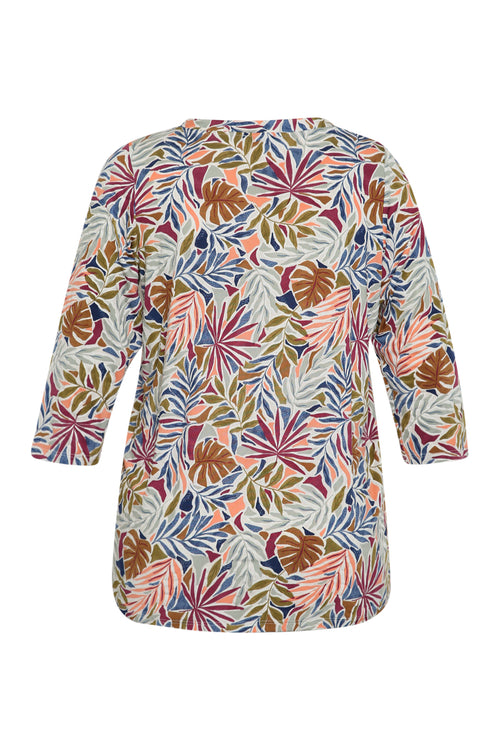 T-shirt met bladprint-Paprika-9