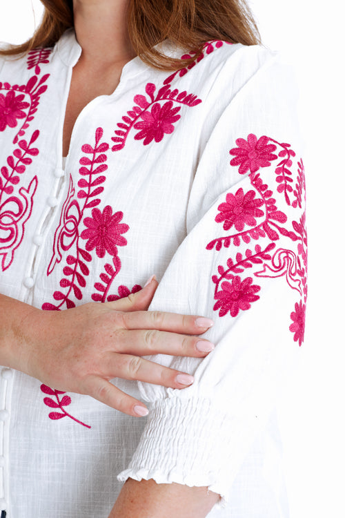 Blouse en coton avec broderies-Paprika-5