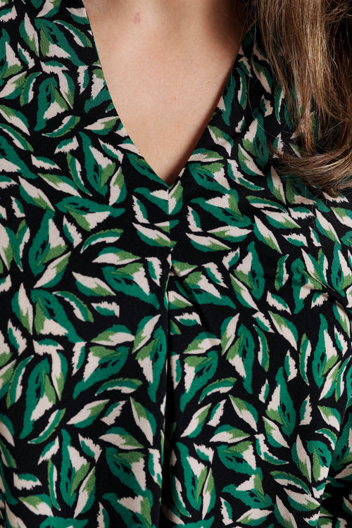 T-shirt met bladerenprint-Paprika-5