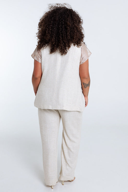 Gilet en viscose et lin avec lurex-Paprika-2