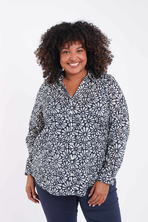 Blouse van katoen met bloemenprint-Paprika-1