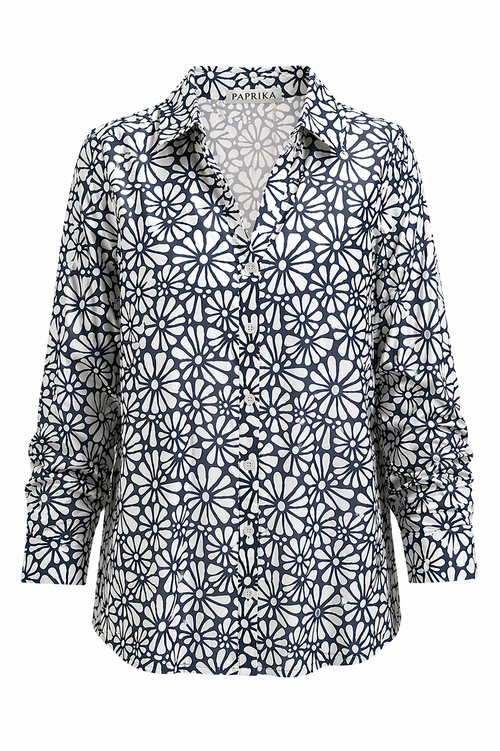 Chemisier en coton imprimé fleuri-Paprika-10