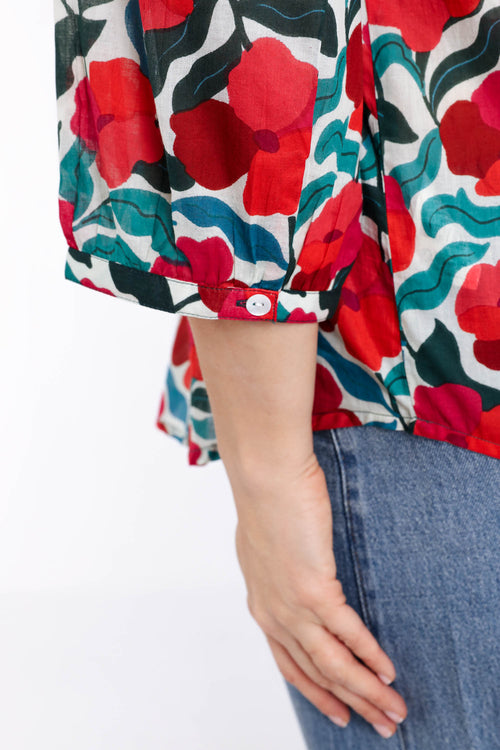Blouse van katoen met bloemenprint-Paprika-5