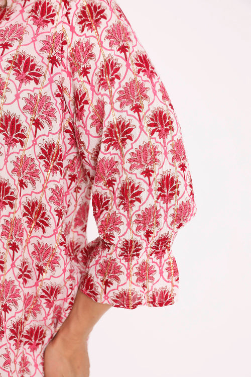 Blouse en viscose imprimé fleurs indiennes-Paprika-5
