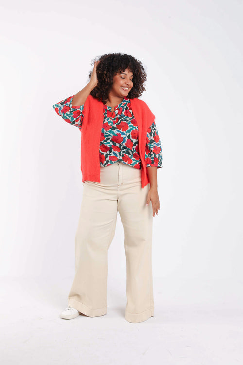 Effen mouwloos gilet-Paprika-7