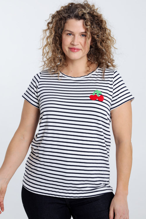 Matrozen-T-shirt met kersdetail-Paprika-1