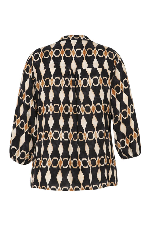Blouse en viscose imprimé graphique-Paprika-11