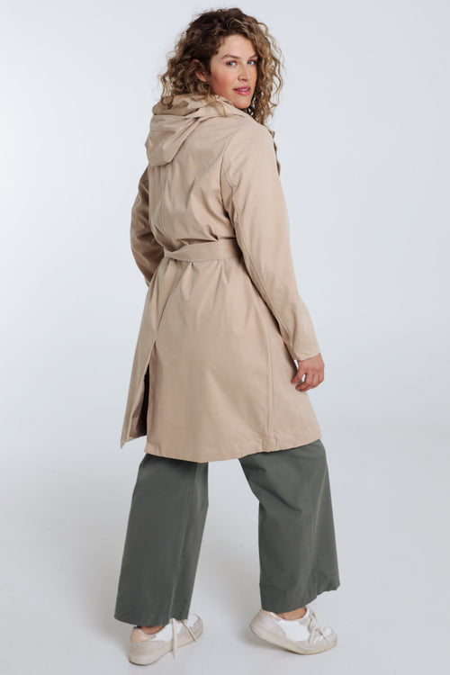 Trench mi-long uni avec capuche-Paprika-2