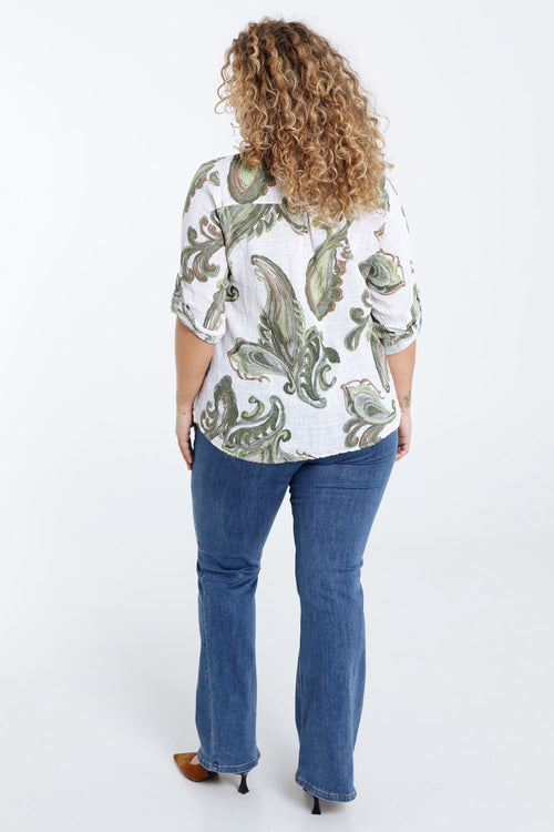 Blouse en gaze de coton imprimé cachemire-Paprika-2