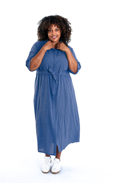 Robe en gaze de coton unie-Paprika-8