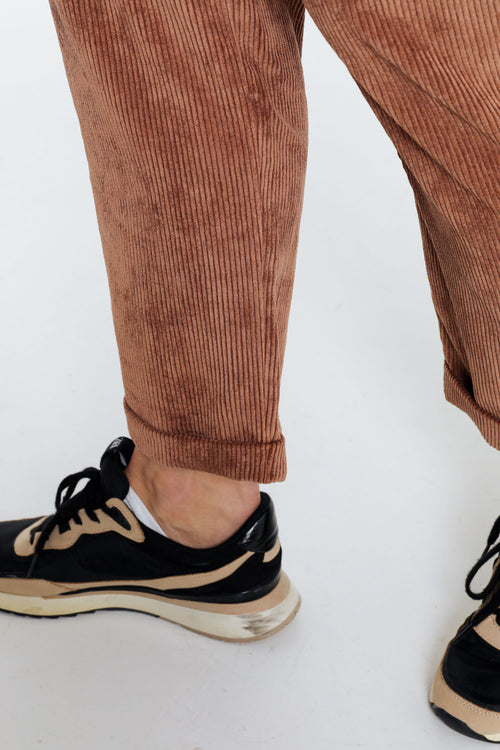 Pantalon chino uni en velours-Paprika-6