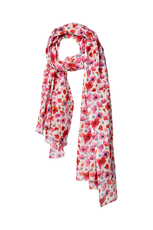 Foulard en coton imprimé coquelicots-Paprika-1