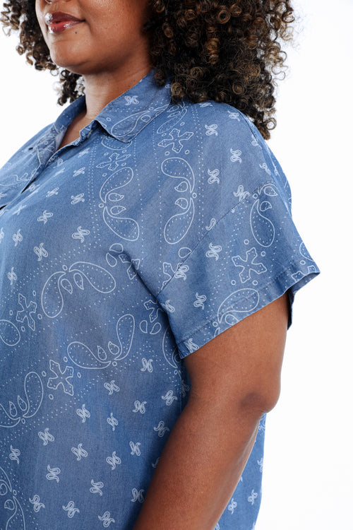 Overhemd van bedrukt lyocell met bandana-motief-Paprika-5