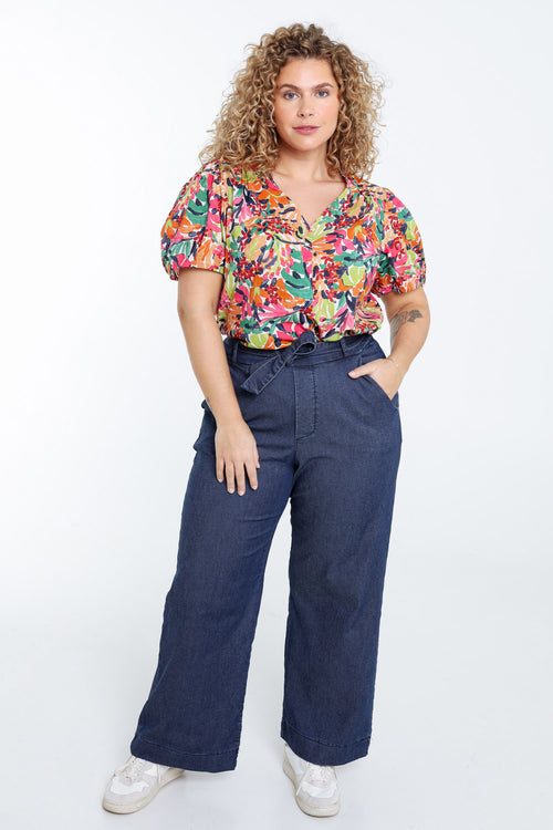 Blouse en coton imprimé floral-Paprika-7