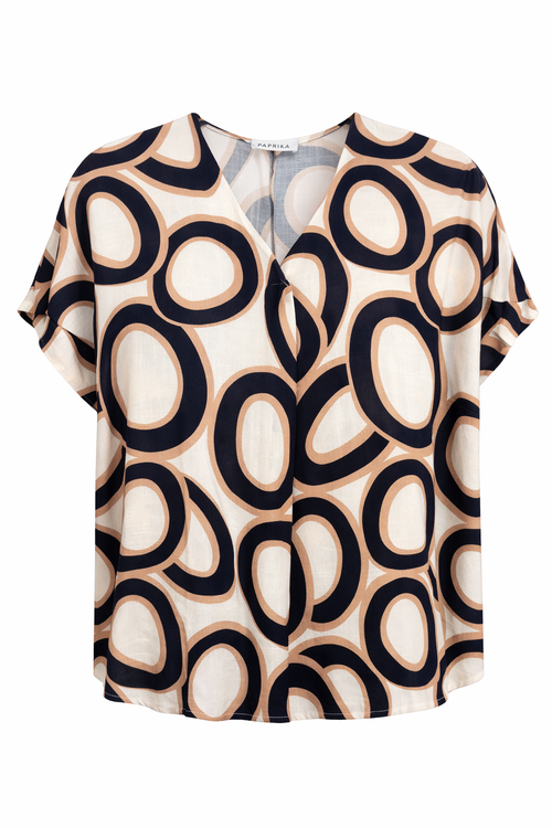 Blouse met grafische ronde print-Paprika-10