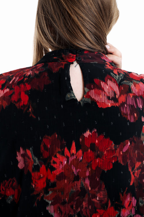 Blouse met print van wazige bloemen-Paprika-6