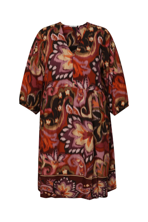 Jurk van viscose met paisleyprint-Paprika-8