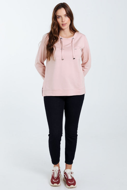 Sweat en molleton uni avec stass-Paprika-8