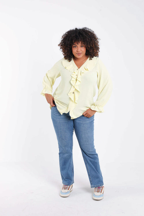 Effen blouse met ruches-Paprika-7