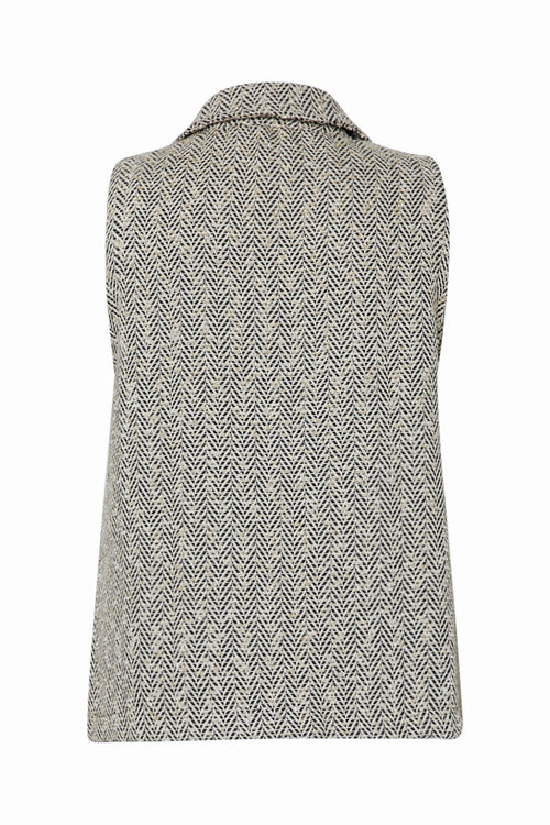 Mouwloze blazer met visgraatmotief-Paprika-9