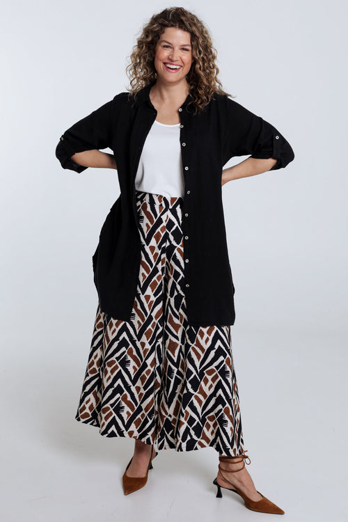 Chemise longue en lin et viscose unie-Paprika-7