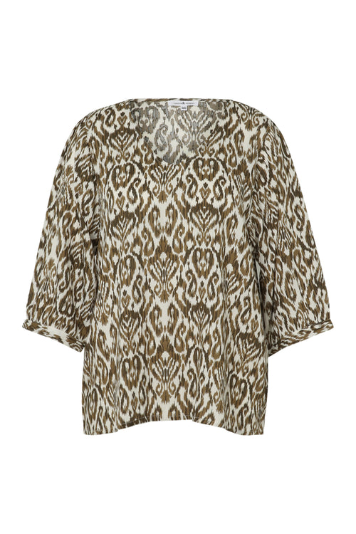 Blouse en viscose imprimé ethnique-Paprika-10