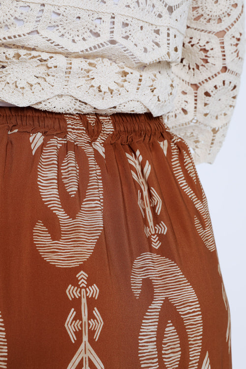Langere jurk van bicolor etnisch bedrukt viscose-Paprika-6