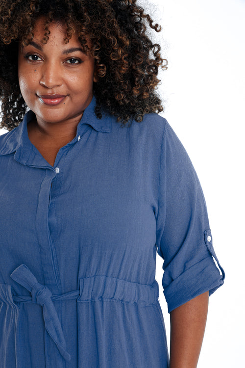 Robe en gaze de coton unie-Paprika-3