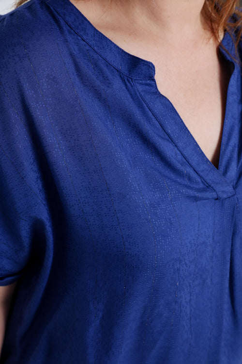 Blouse en viscose rayures lurex-Paprika-6