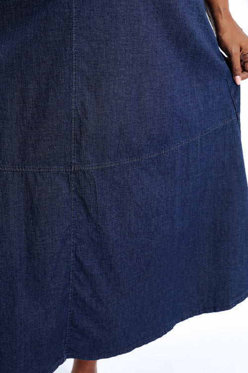 Jupe longue en jeans souple-Paprika-5