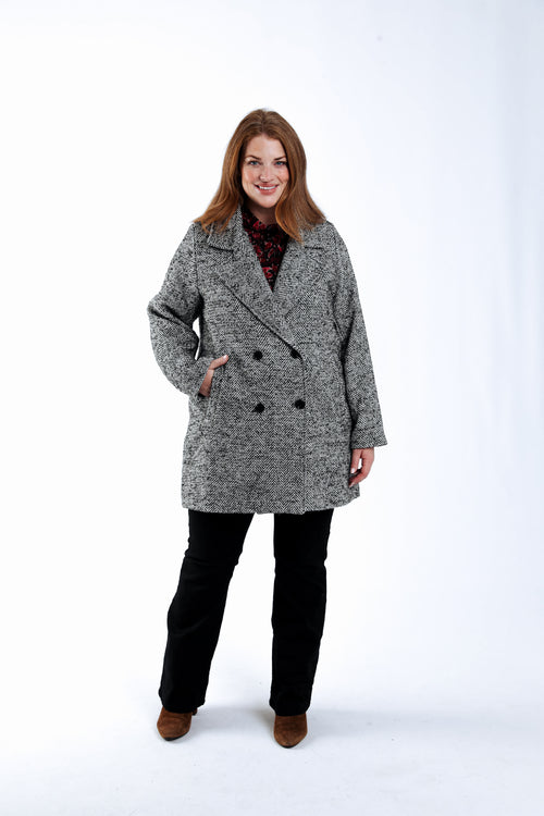 Manteau mi-long motif chevrons-Paprika-6