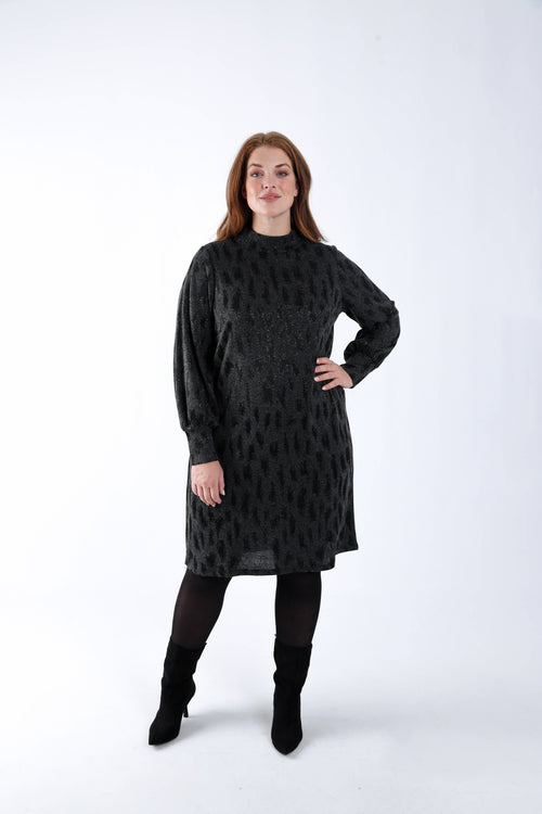 Jurk met jacquard luipaardmotief-Paprika-7