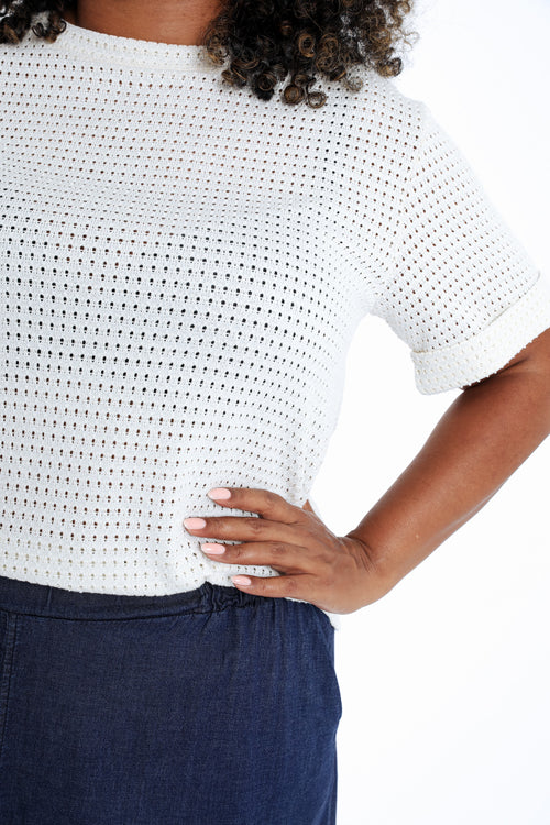 T-shirt van mesh met lurex-Paprika-5