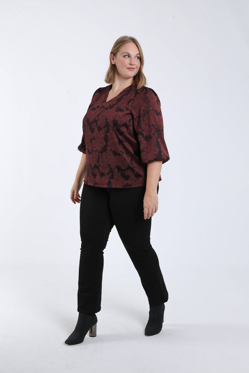Blouse met kant effect en bloemenpatroon-Paprika-6