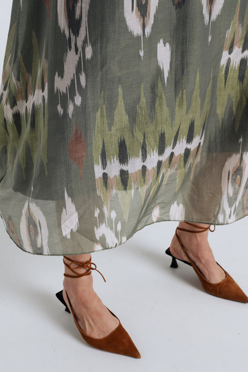 Lange jurk van viscose met etnische print-Paprika-5