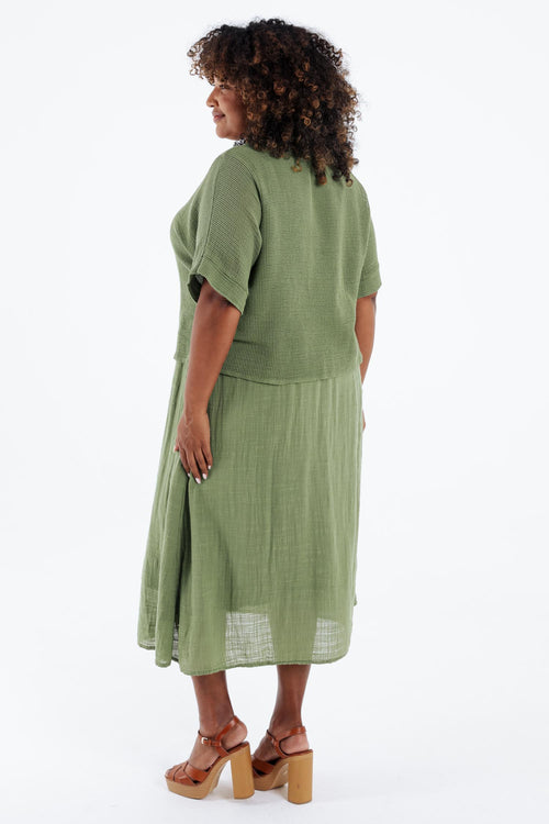 Robe 2en 1 en gaze de coton unie-Paprika-2