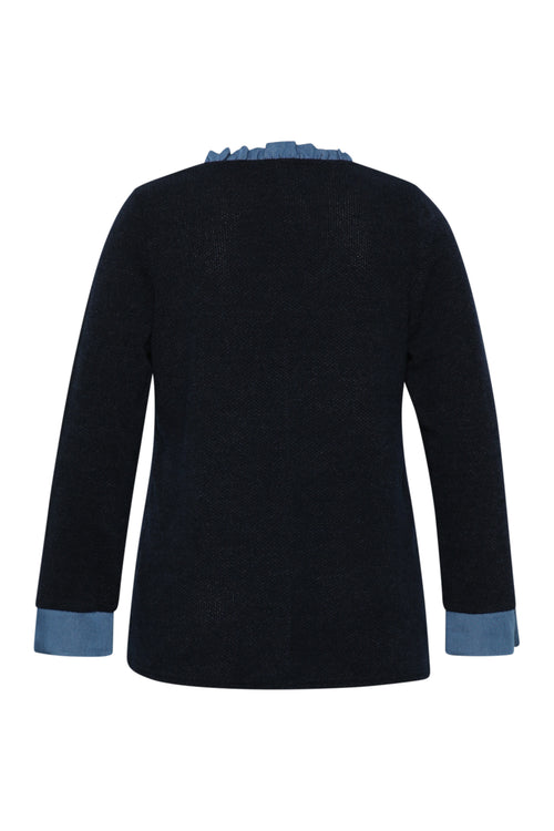Pull 2 en 1 avec chemise uni-Paprika-9