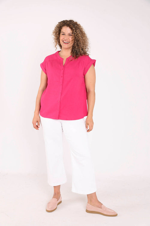 Top en coton uni-Paprika-6