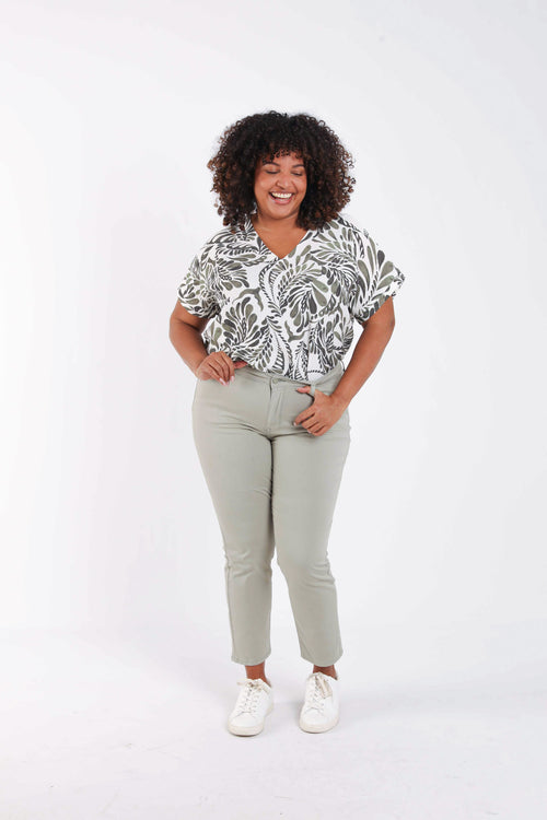 Slim fit broek Louise 7/8-Paprika-7