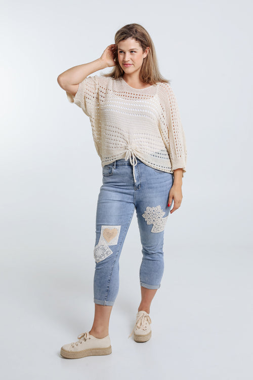 Pull filet rayé en viscose-Paprika-7