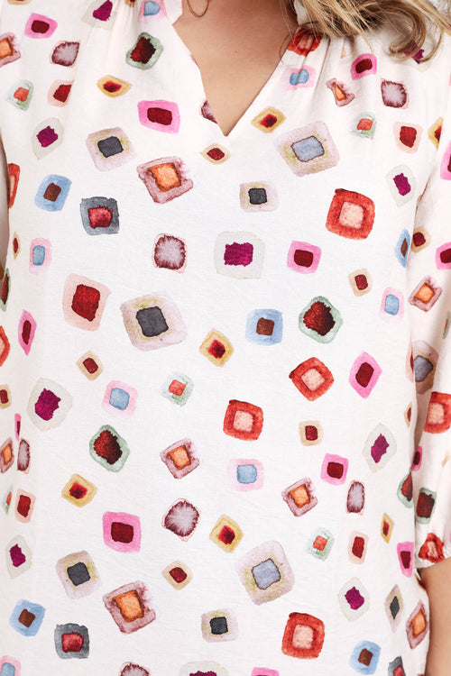 Blouse van bedrukte viscose met geometrisch patroon-Paprika-5