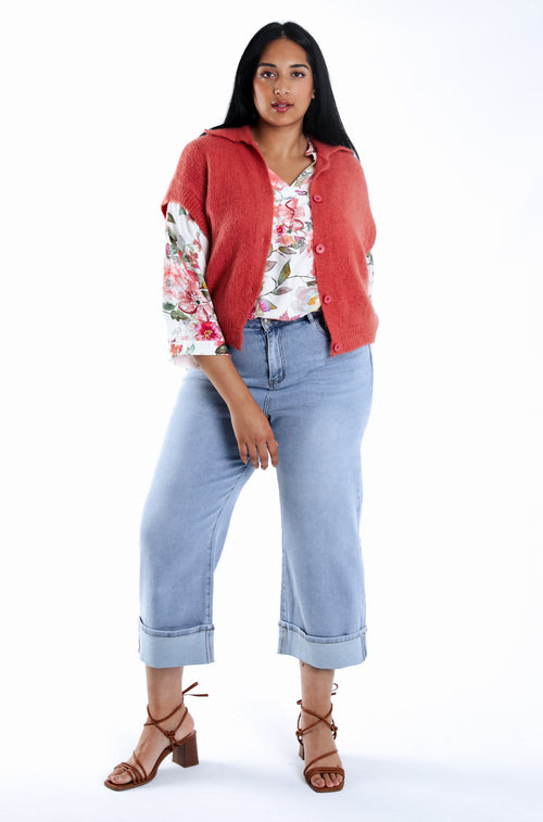 Cardigan court uni-Paprika-7