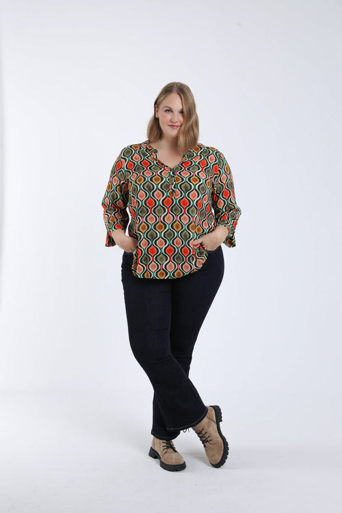 Blouse van viscose met grafische print-Paprika-6