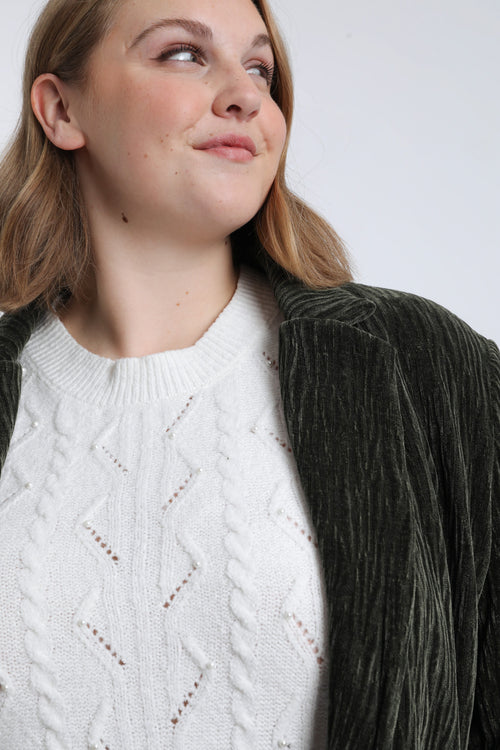 Effen blazer van geplooid fluweel-Paprika-3