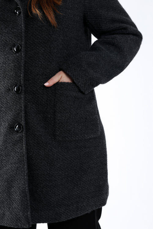 Effen wollen mantel met capuchon-Paprika-5