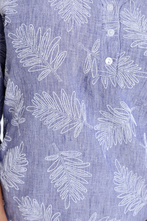 Blouse bicolore détail feuilles-Paprika-6