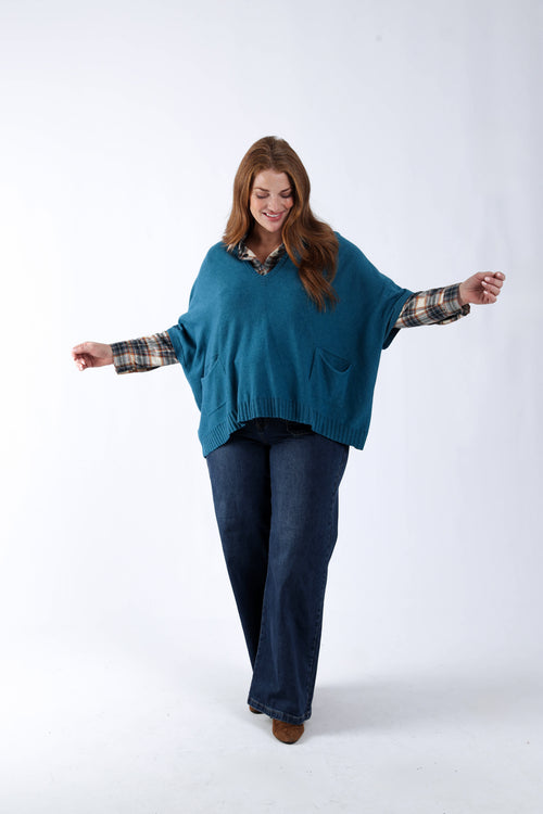 Pull court uni en viscose-Paprika-7