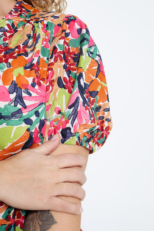 Blouse en coton imprimé floral-Paprika-4