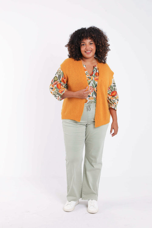 Effen mouwloos gilet-Paprika-6