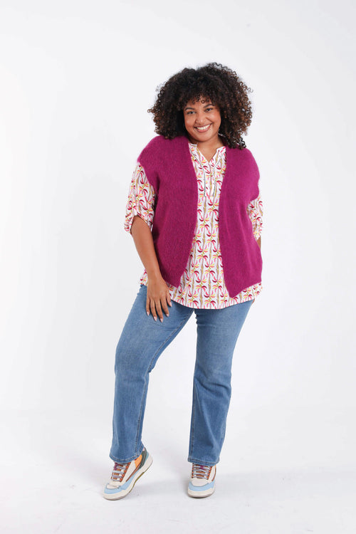 Effen mouwloos gilet-Paprika-9